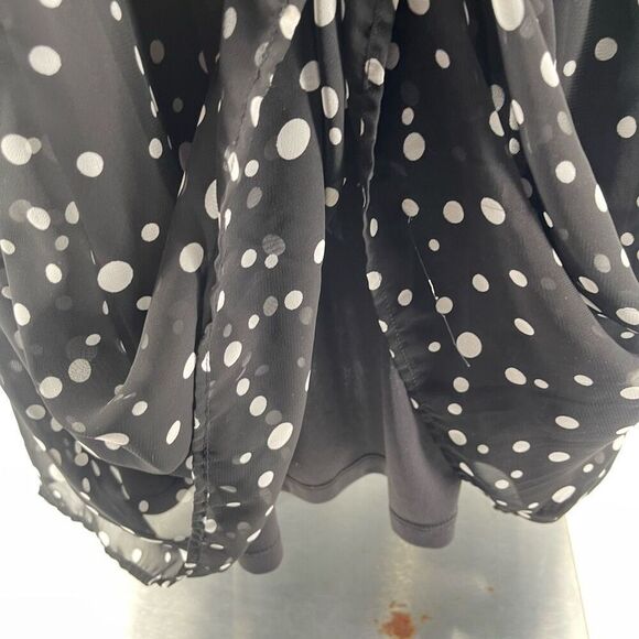 Lane Bryant Polka Dot Chiffon Fit & Flare Dress 16 Keyhole Neck Elastic Waist - Picture 10 of 17